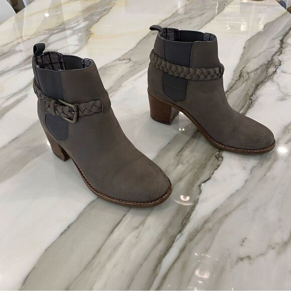 SPERRY Women's size 6.5 Top Sider Liberty Gray Leather Ankle Boots Block Heel - Picture 7 of 9